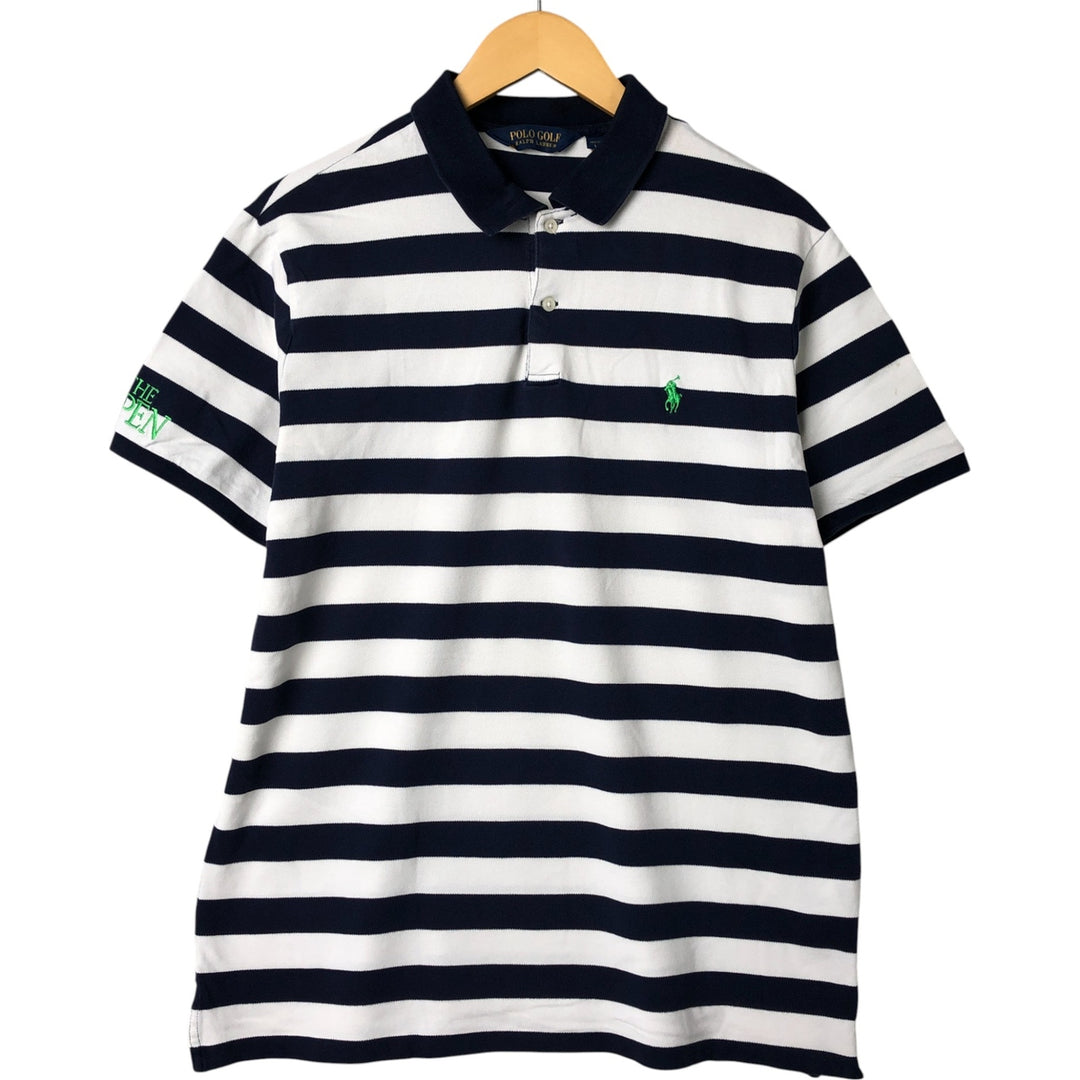 Ralph Lauren POLO GOLF Short Sleeve Striped Polo Shirt Men's Size L cotton navy blue type Vintage Second Hand