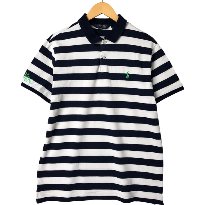 Ralph Lauren POLO GOLF Short Sleeve Striped Polo Shirt Men's Size L cotton navy blue type Vintage Second Hand
