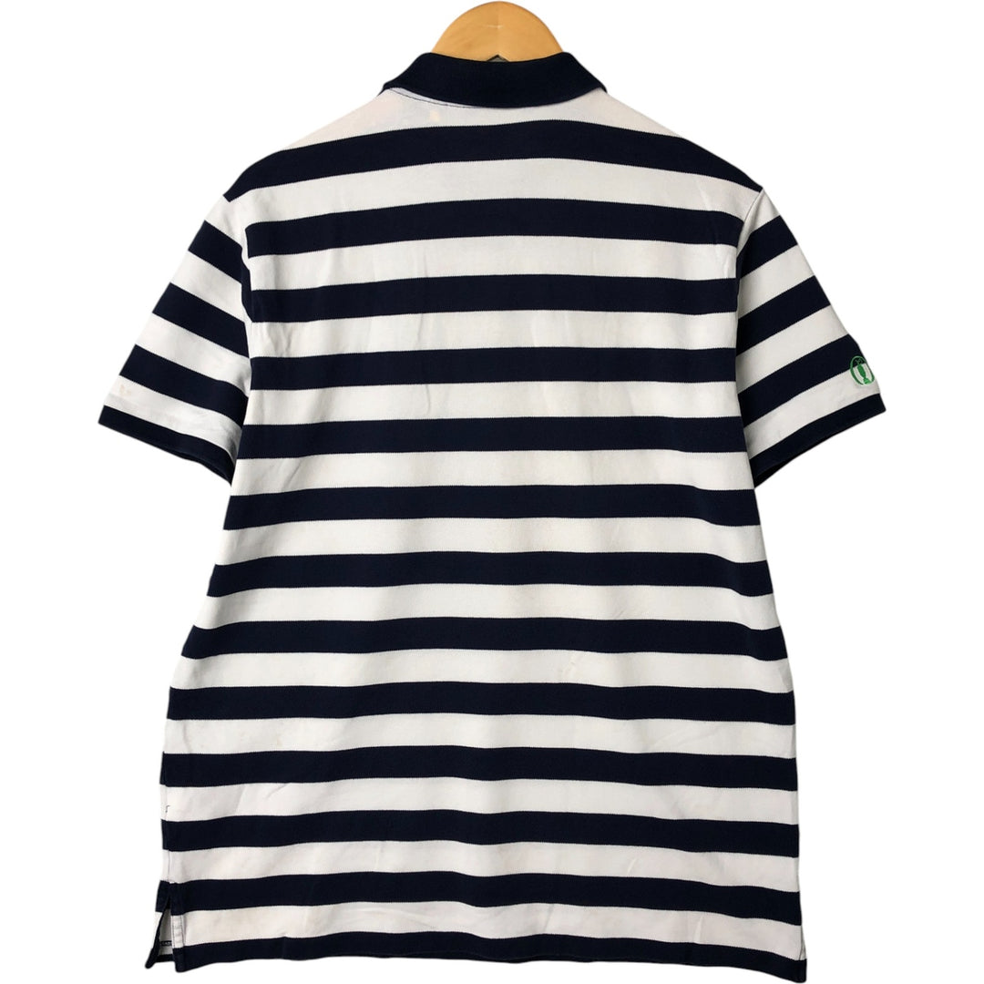 Ralph Lauren POLO GOLF Short Sleeve Striped Polo Shirt Men's Size L cotton navy blue type Vintage Second Hand
