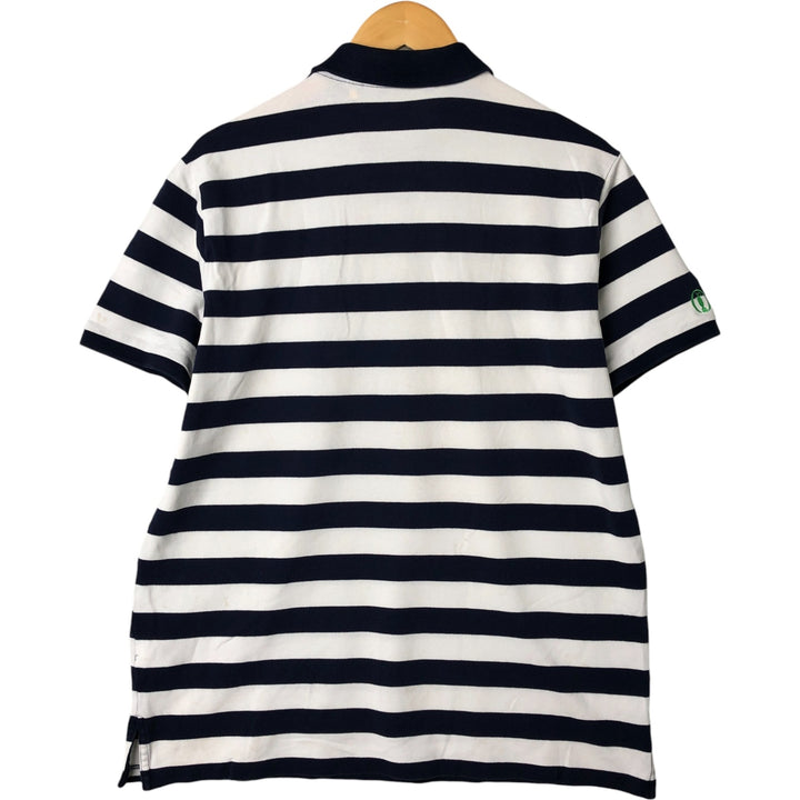 Ralph Lauren POLO GOLF Short Sleeve Striped Polo Shirt Men's Size L cotton navy blue type Vintage Second Hand