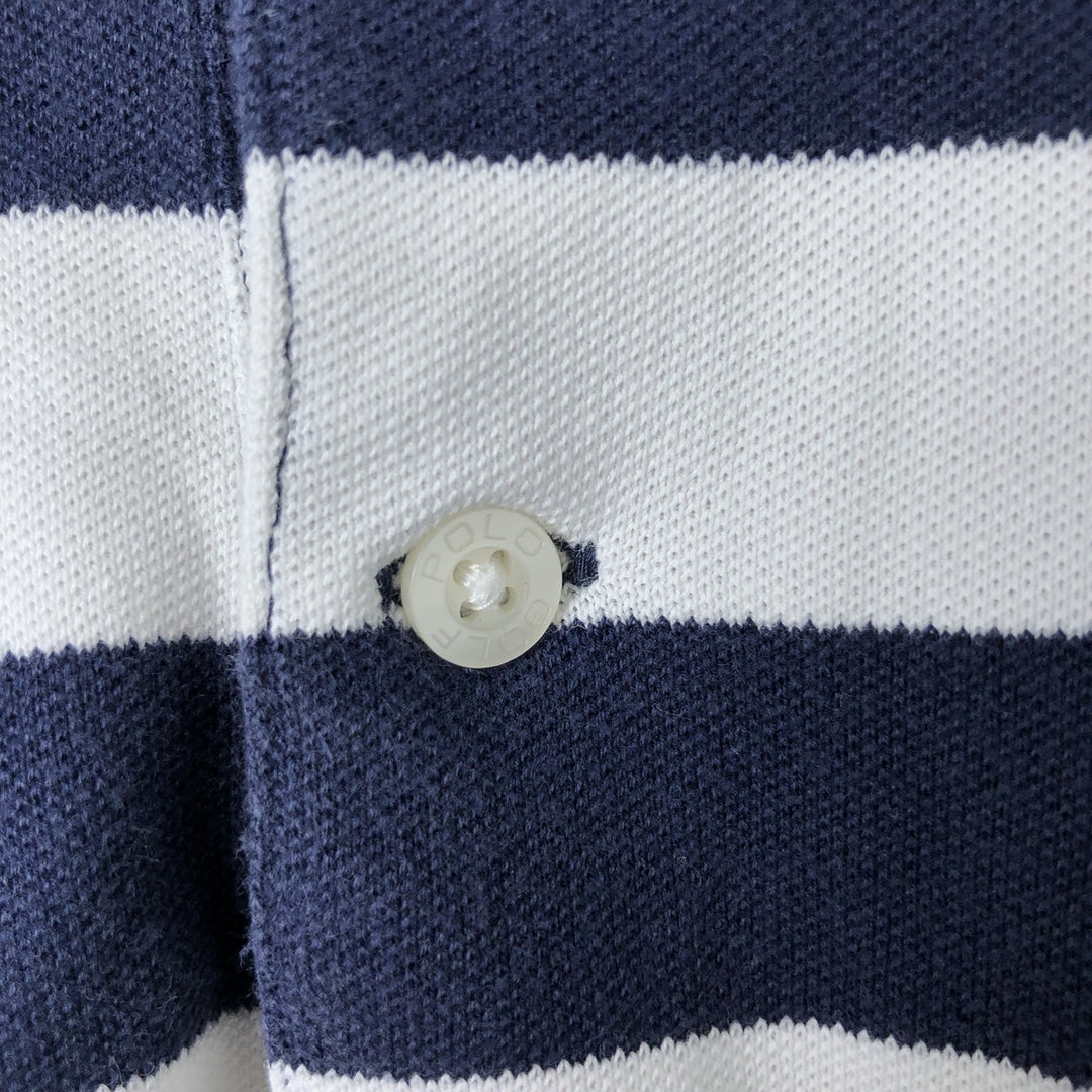 Ralph Lauren POLO GOLF Short Sleeve Striped Polo Shirt Men's Size L cotton navy blue type Vintage Second Hand