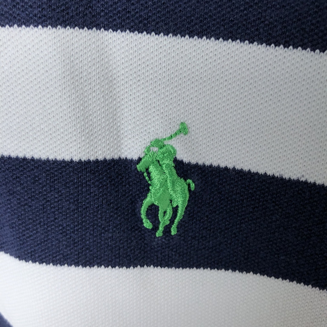 Ralph Lauren POLO GOLF Short Sleeve Striped Polo Shirt Men's Size L cotton navy blue type Vintage Second Hand