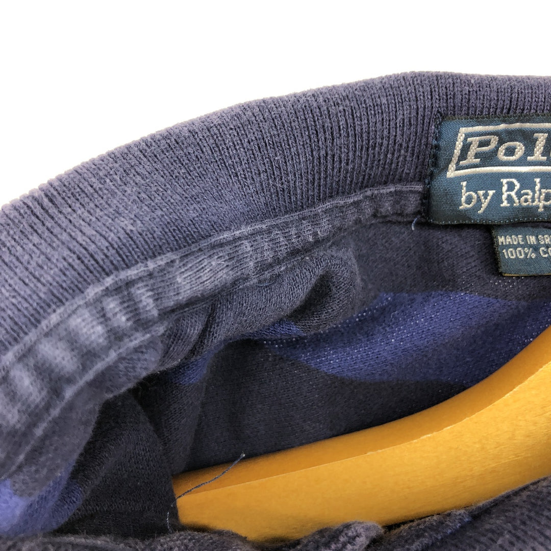 Ralph Lauren POLO by Ralph Lauren short sleeve striped polo shirt, men's size L cotton navy blue type Vintage Second Hand