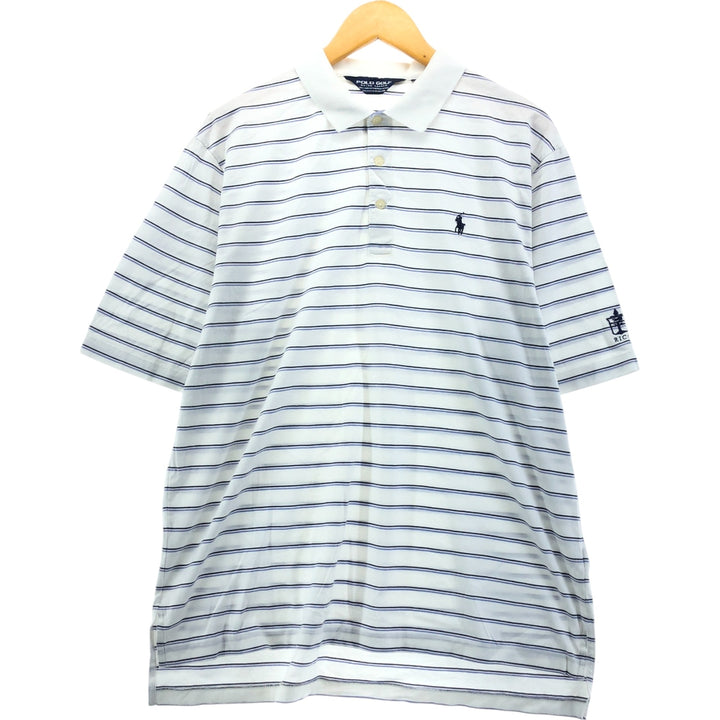 Ralph Lauren POLO GOLF Polo Golf Short Sleeve Border Polo Shirt Men's L Size Short Sleeve Pima Cotton white type Vintage Second Hand