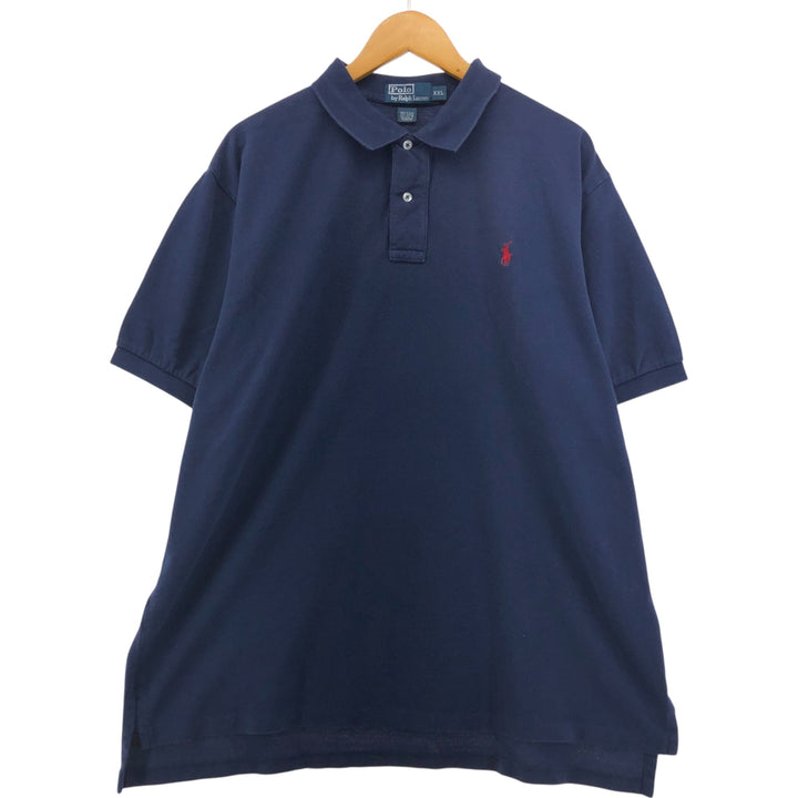 Ralph Lauren POLO by Ralph Lauren short sleeve polo shirt, men's size XXL cotton navy blue type Vintage Second Hand