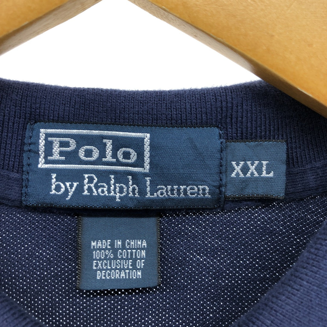 Ralph Lauren POLO by Ralph Lauren short sleeve polo shirt, men's size XXL cotton navy blue type Vintage Second Hand