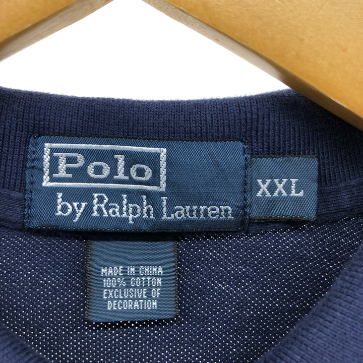 Ralph Lauren POLO by Ralph Lauren short sleeve polo shirt, men's size XXL cotton navy blue type Vintage Second Hand