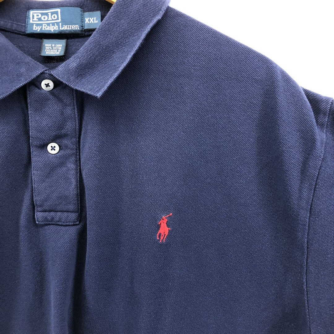 Ralph Lauren POLO by Ralph Lauren short sleeve polo shirt, men's size XXL cotton navy blue type Vintage Second Hand