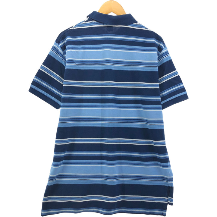 Ralph Lauren POLO by Ralph Lauren short sleeve striped polo shirt, men's XL size cotton navy blue type Vintage Second Hand
