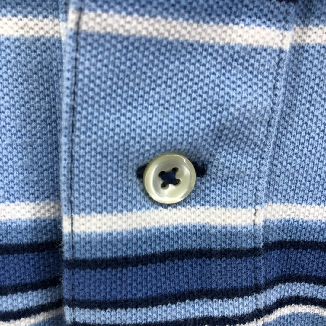 Ralph Lauren POLO by Ralph Lauren short sleeve striped polo shirt, men's XL size cotton navy blue type Vintage Second Hand