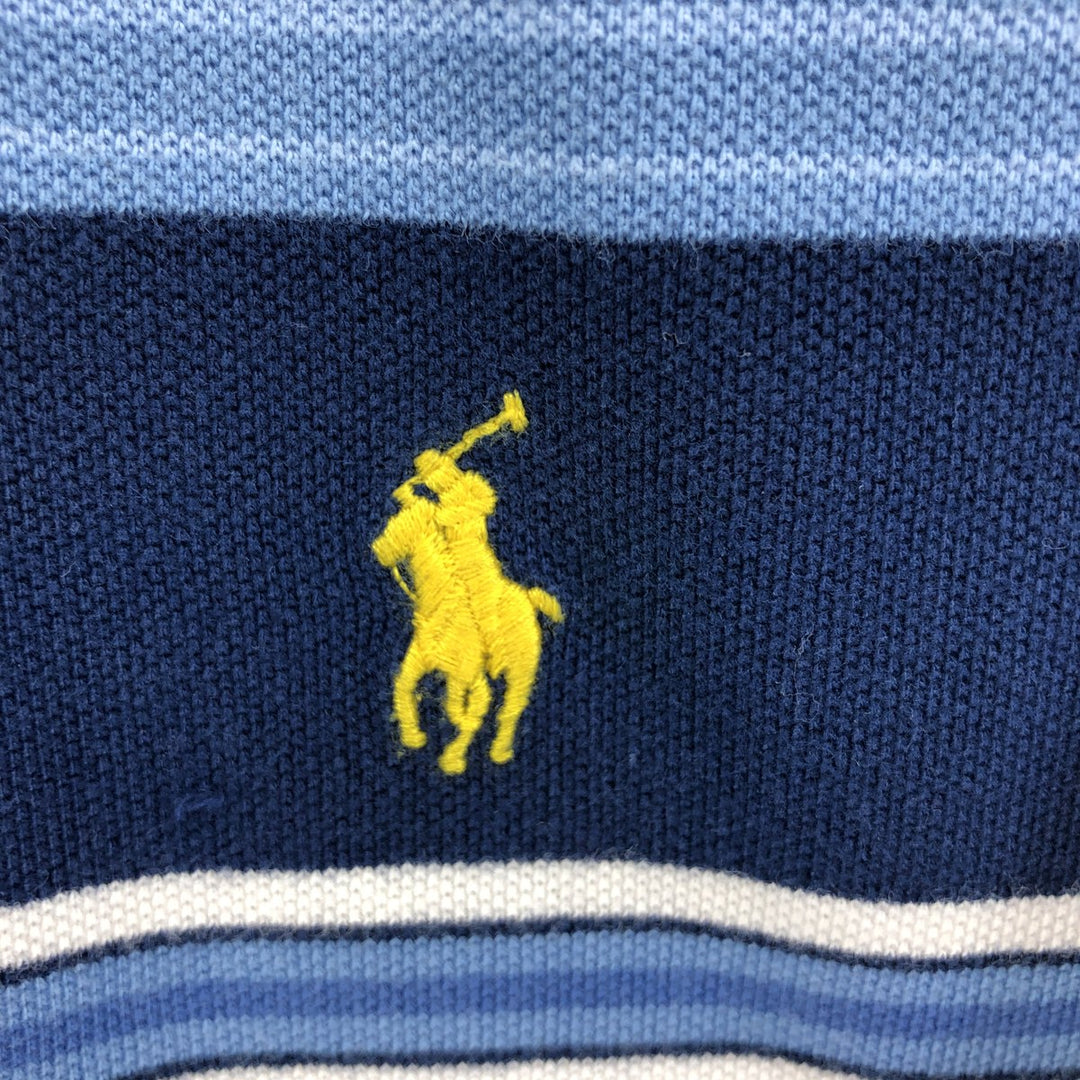 Ralph Lauren POLO by Ralph Lauren short sleeve striped polo shirt, men's XL size cotton navy blue type Vintage Second Hand