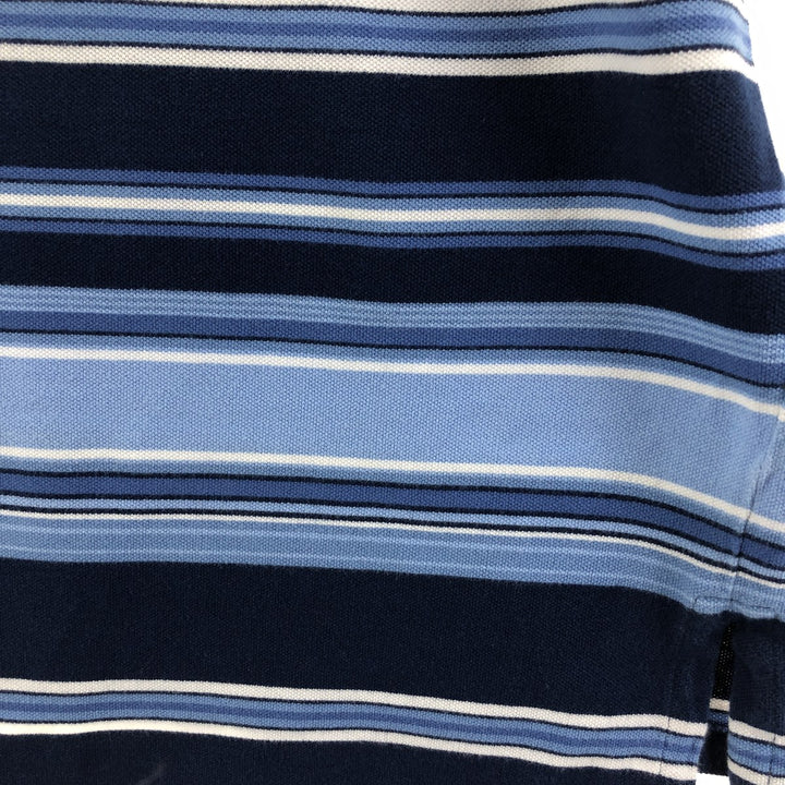 Ralph Lauren POLO by Ralph Lauren short sleeve striped polo shirt, men's XL size cotton navy blue type Vintage Second Hand