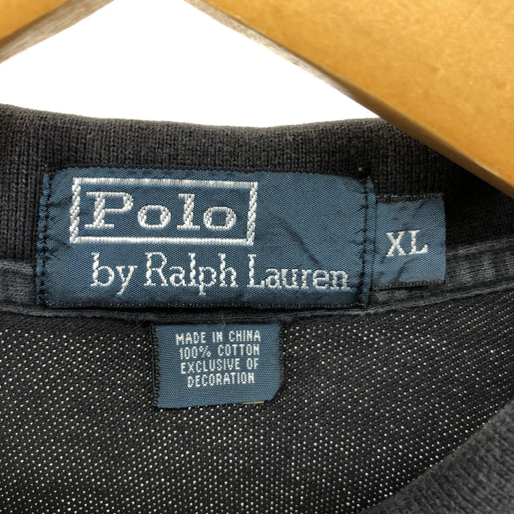 Ralph Lauren POLO by Ralph Lauren short sleeve polo shirt, men's XL size cotton black type Vintage Second Hand