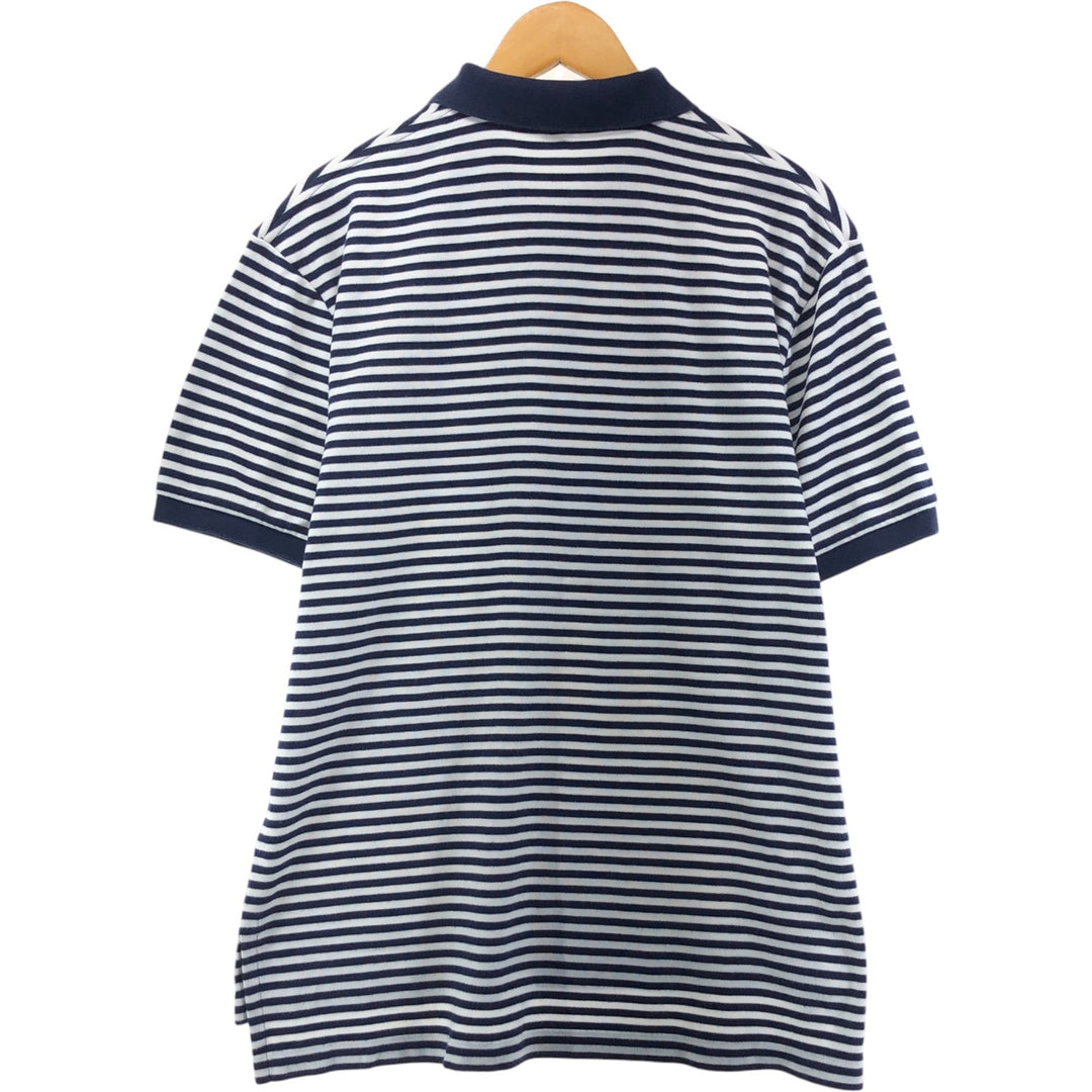 Ralph Lauren POLO by Ralph Lauren CUSTOM FIT short sleeve striped polo shirt men's size L cotton navy blue type Vintage Second Hand
