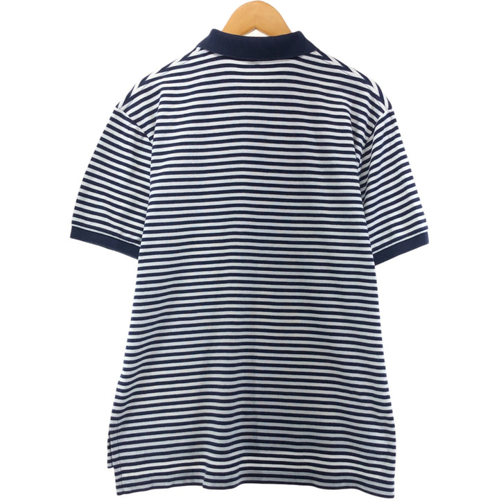 Ralph Lauren POLO by Ralph Lauren CUSTOM FIT short sleeve striped polo shirt men's size L cotton navy blue type Vintage Second Hand