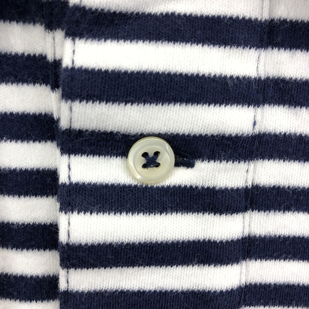 Ralph Lauren POLO by Ralph Lauren CUSTOM FIT short sleeve striped polo shirt men's size L cotton navy blue type Vintage Second Hand