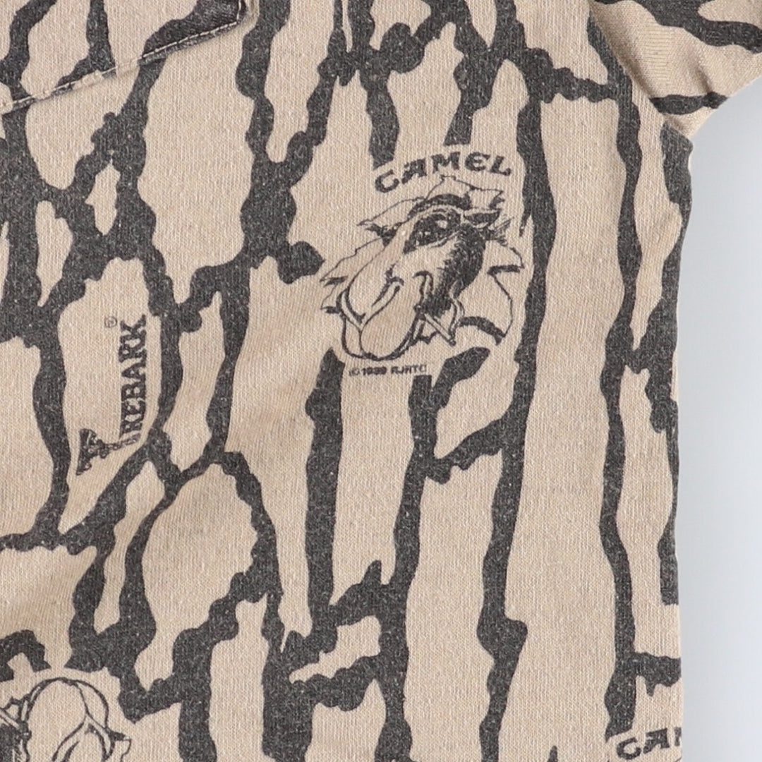 90'S CAMEL Trevor Camo Advertising T-Shirt Made in USA Men's L Size Vintage polyester Khaki type beige Vintage Second Hand
