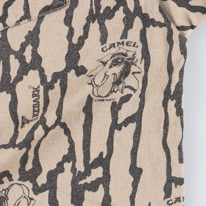 90'S CAMEL Trevor Camo Advertising T-Shirt Made in USA Men's L Size Vintage polyester Khaki type beige Vintage Second Hand