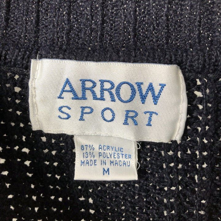 90s-00'S Arrow SPORT Ribbed Acrylic Knit Sweater, Men's Size Medium, Vintage acrylic navy blue type Vintage Second Hand