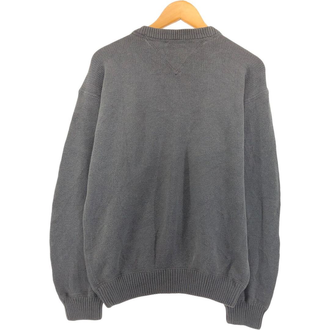 Vintage 90'S Tommy Hilfiger cotton knit sweater, size M, men's cotton gray type Vintage Second Hand