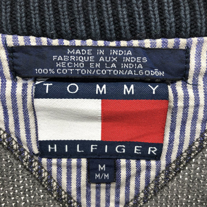 Vintage 90'S Tommy Hilfiger cotton knit sweater, size M, men's cotton gray type Vintage Second Hand