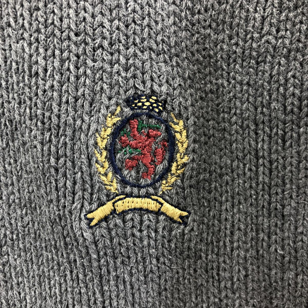 Vintage 90'S Tommy Hilfiger cotton knit sweater, size M, men's cotton gray type Vintage Second Hand