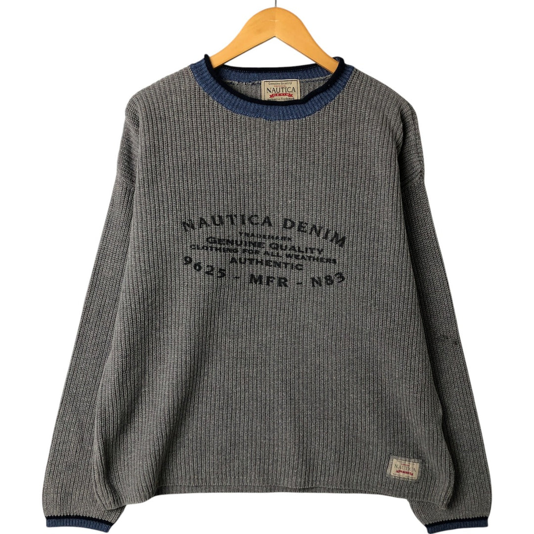 NAUTICA Roll Neck Cotton Knit Sweater, Men's Size L Lamy gray type Vintage Second Hand