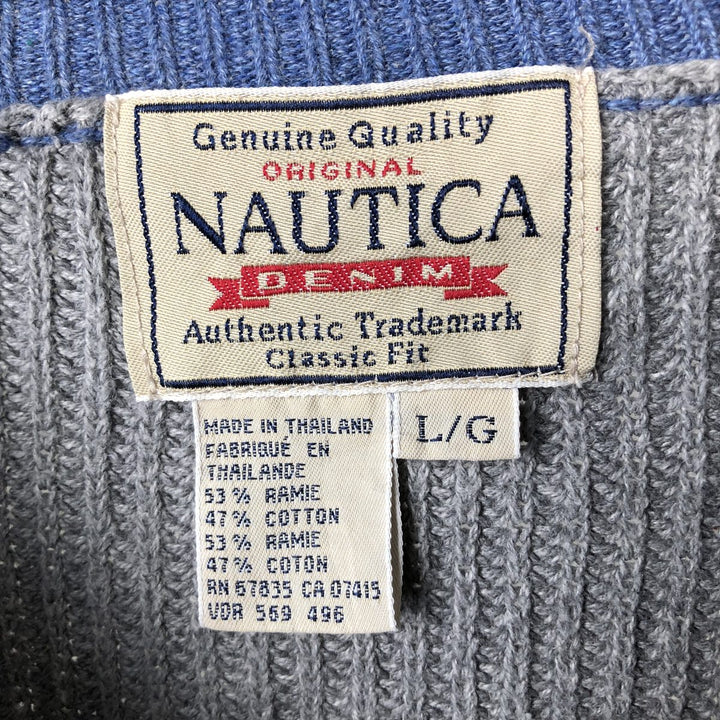 NAUTICA Roll Neck Cotton Knit Sweater, Men's Size L Lamy gray type Vintage Second Hand