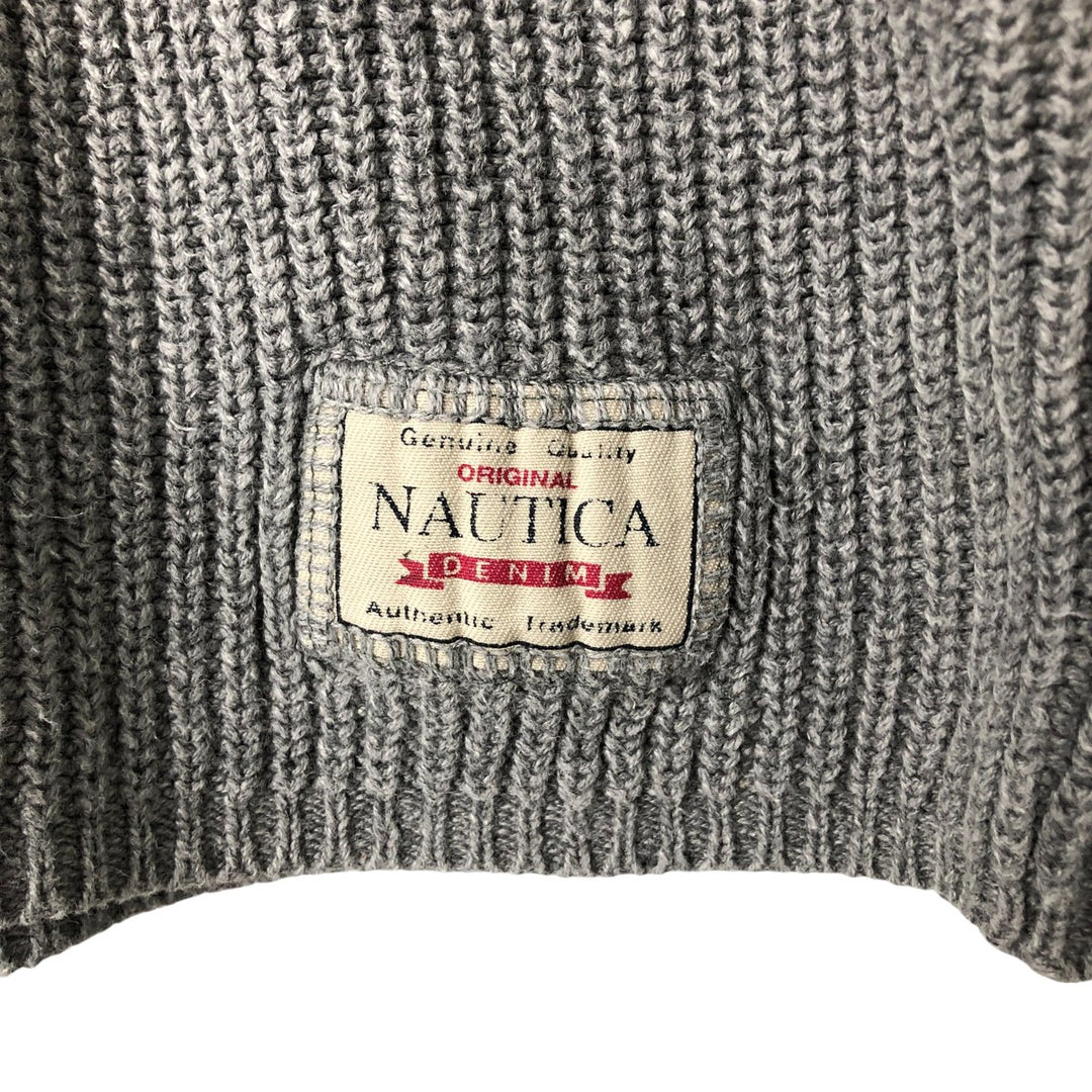 NAUTICA Roll Neck Cotton Knit Sweater, Men's Size L Lamy gray type Vintage Second Hand
