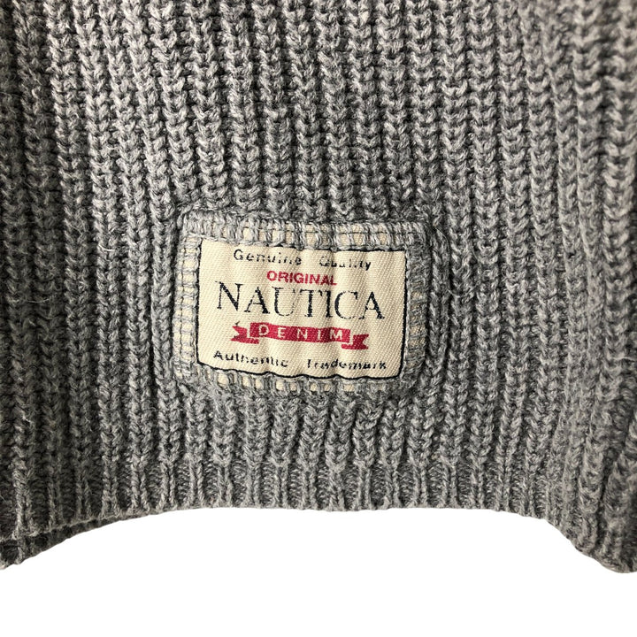 NAUTICA Roll Neck Cotton Knit Sweater, Men's Size L Lamy gray type Vintage Second Hand