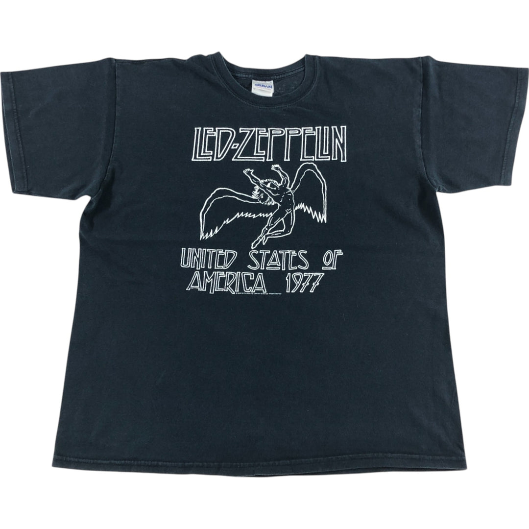00'S Gildan LED ZEPPELIN Band T-shirt, Men's L size cotton black type Vintage Second Hand