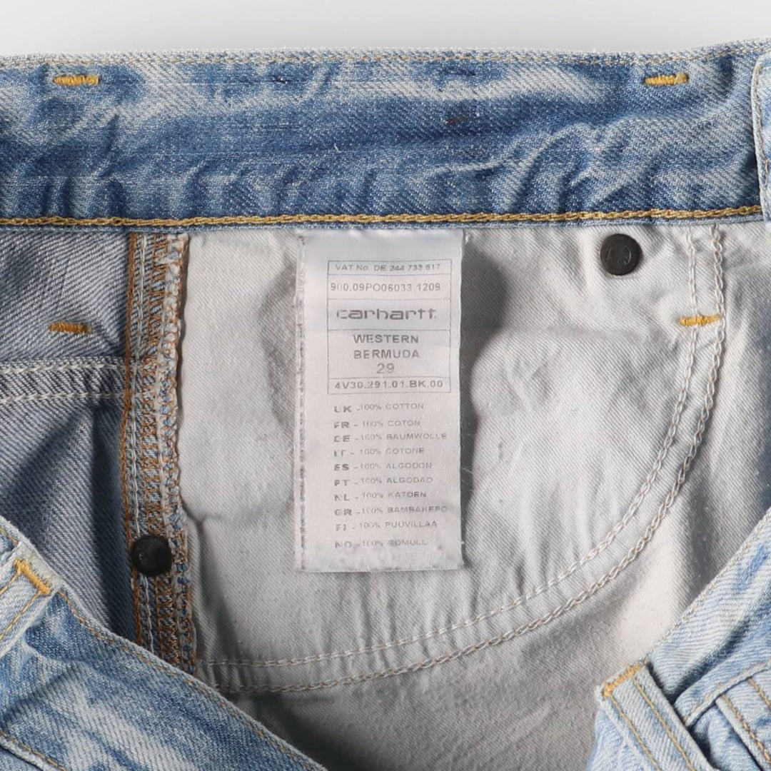 Carhartt WESTERN BERMUDA denim shorts, women's size L (w30) cotton blue type Vintage Second Hand