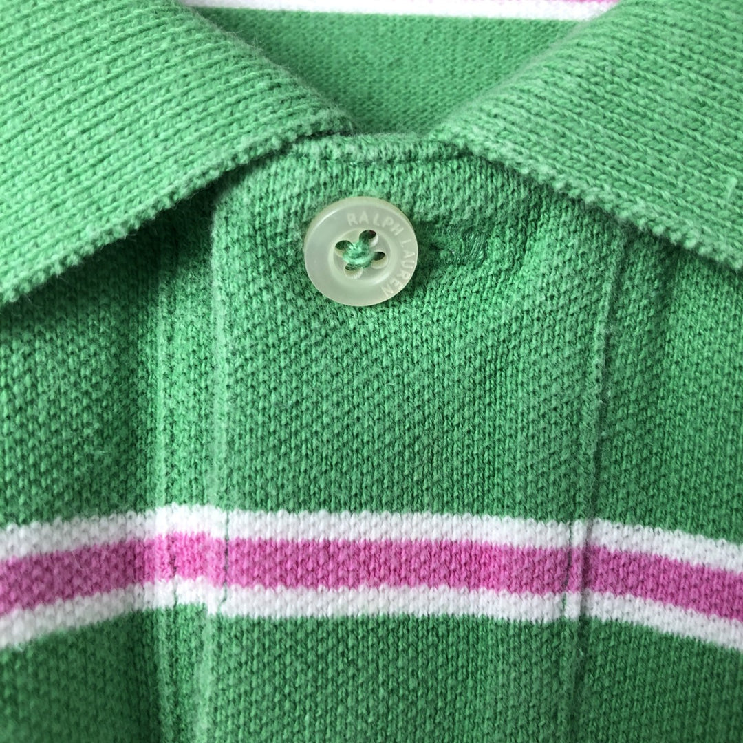Ralph Lauren RALPH LAUREN SPORT CLASSIC FIT short sleeve striped polo shirt women's XL equivalent cotton green type Vintage Second Hand