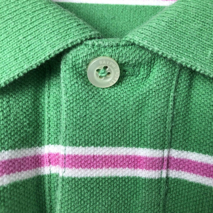 Ralph Lauren RALPH LAUREN SPORT CLASSIC FIT short sleeve striped polo shirt women's XL equivalent cotton green type Vintage Second Hand