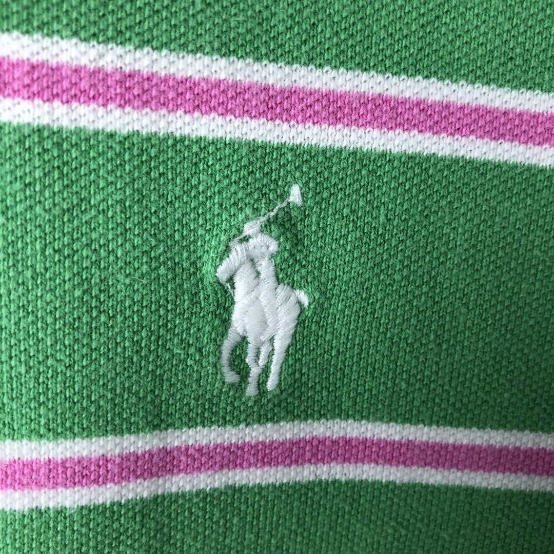 Ralph Lauren RALPH LAUREN SPORT CLASSIC FIT short sleeve striped polo shirt women's XL equivalent cotton green type Vintage Second Hand