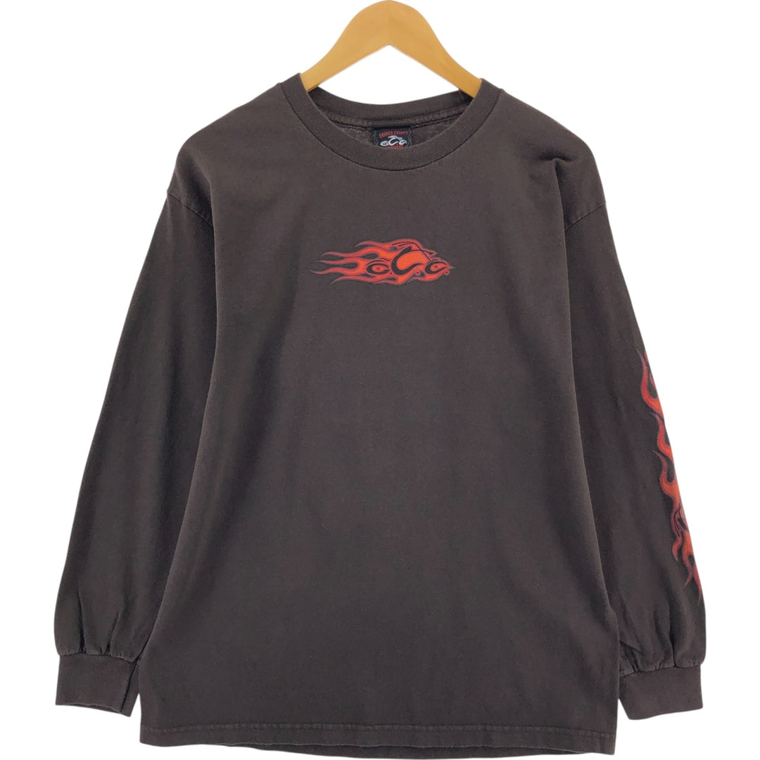 00'S ORANGE COUNTY CHOPPERS back print long sleeve T-shirt, men's size L cotton brown type Vintage Second Hand