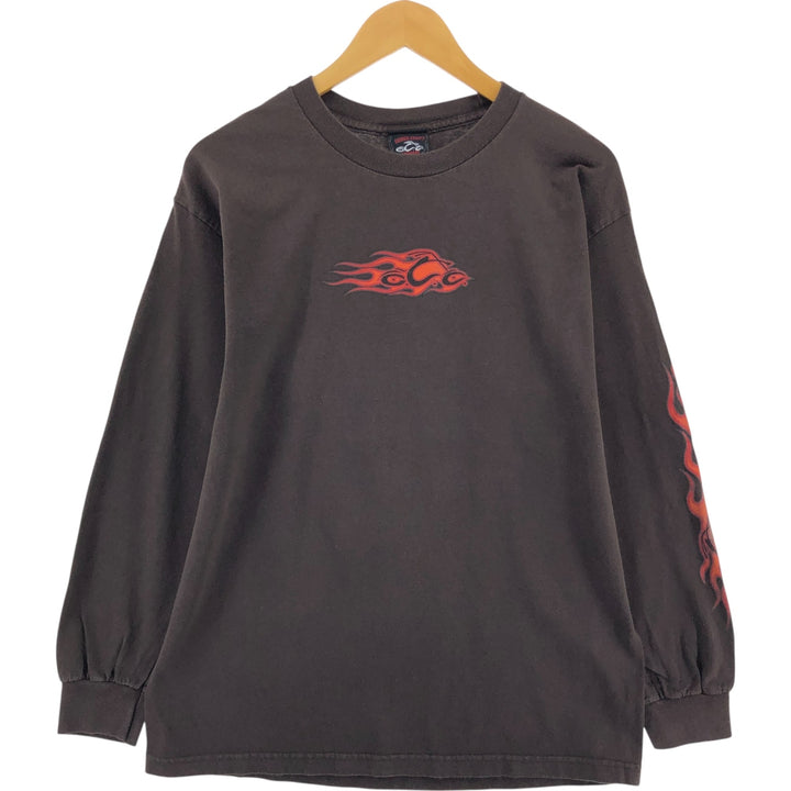 00'S ORANGE COUNTY CHOPPERS back print long sleeve T-shirt, men's size L cotton brown type Vintage Second Hand