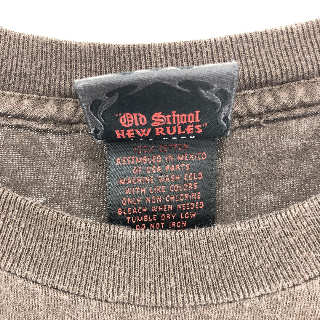 00'S ORANGE COUNTY CHOPPERS back print long sleeve T-shirt, men's size L cotton brown type Vintage Second Hand