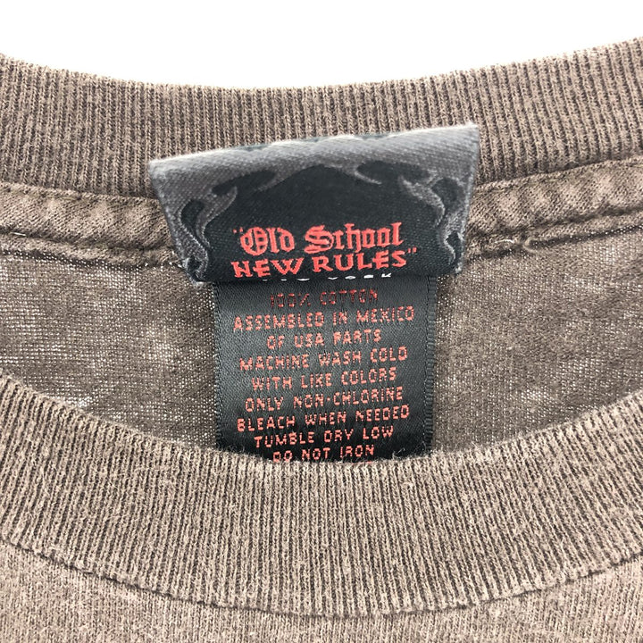 00'S ORANGE COUNTY CHOPPERS back print long sleeve T-shirt, men's size L cotton brown type Vintage Second Hand