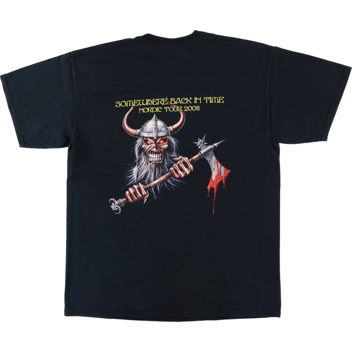 00'S Gildan IRON MAIDEN Print Band T-Shirt, Men's L Size cotton black type Vintage Second Hand