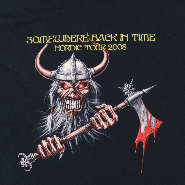 00'S Gildan IRON MAIDEN Print Band T-Shirt, Men's L Size cotton black type Vintage Second Hand