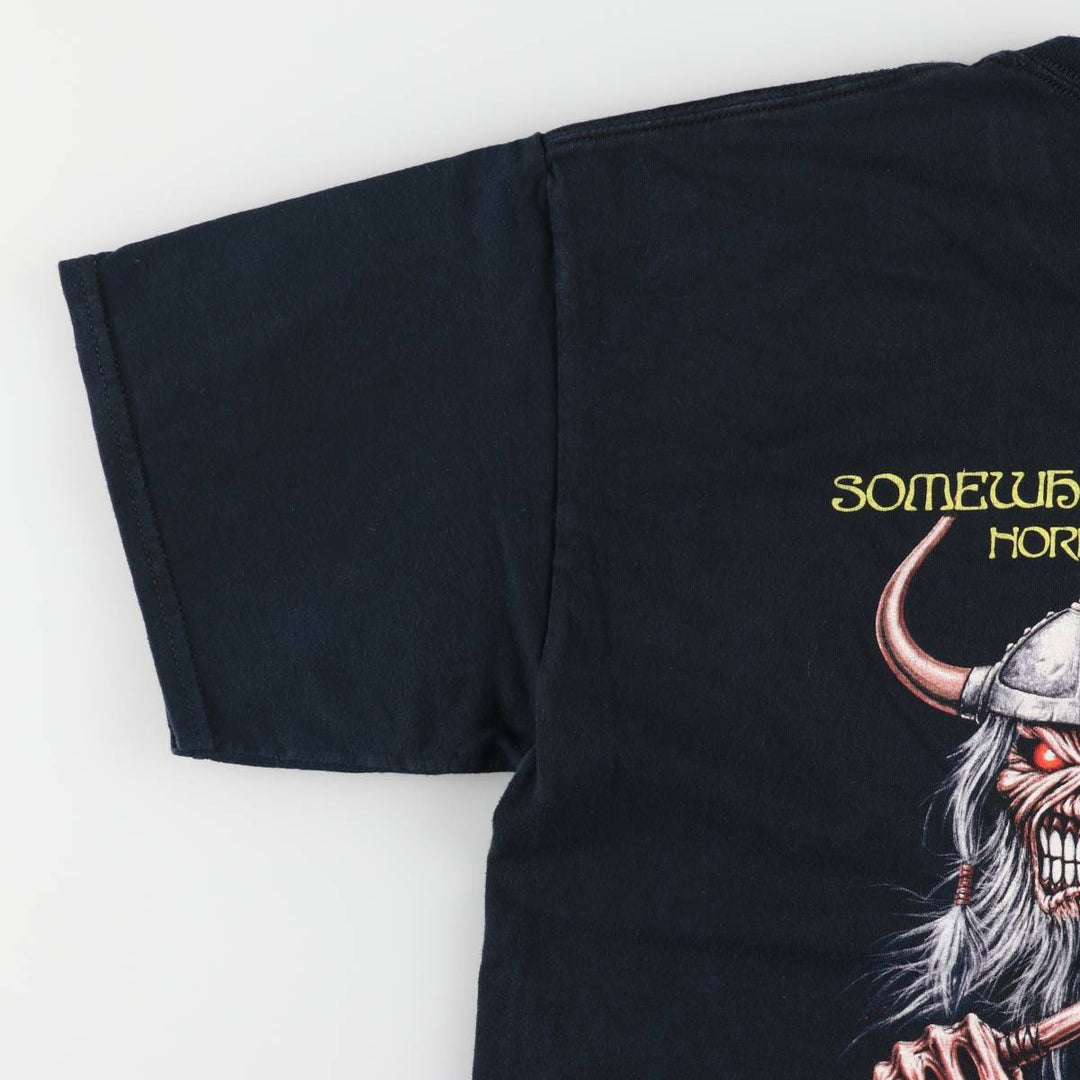 00'S Gildan IRON MAIDEN Print Band T-Shirt, Men's L Size cotton black type Vintage Second Hand