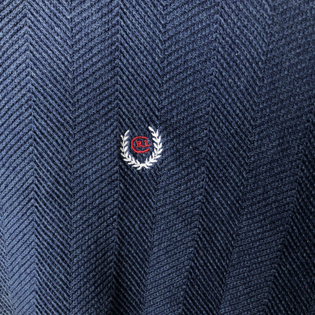 Ralph Lauren CHAPS herringbone cotton knit sweater, men's size M cotton Navy blue Vintage Second Hand