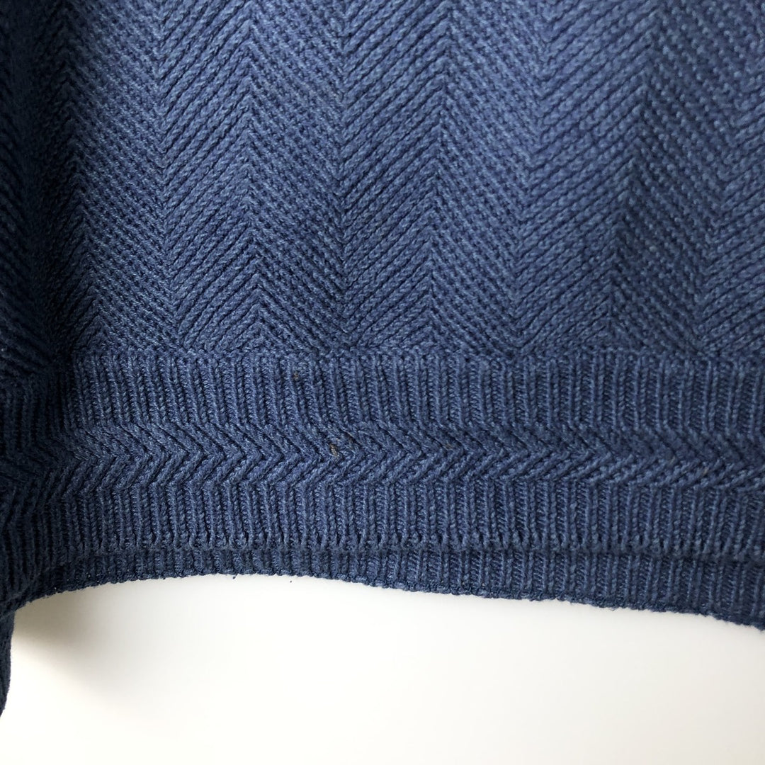 Ralph Lauren CHAPS herringbone cotton knit sweater, men's size M cotton Navy blue Vintage Second Hand