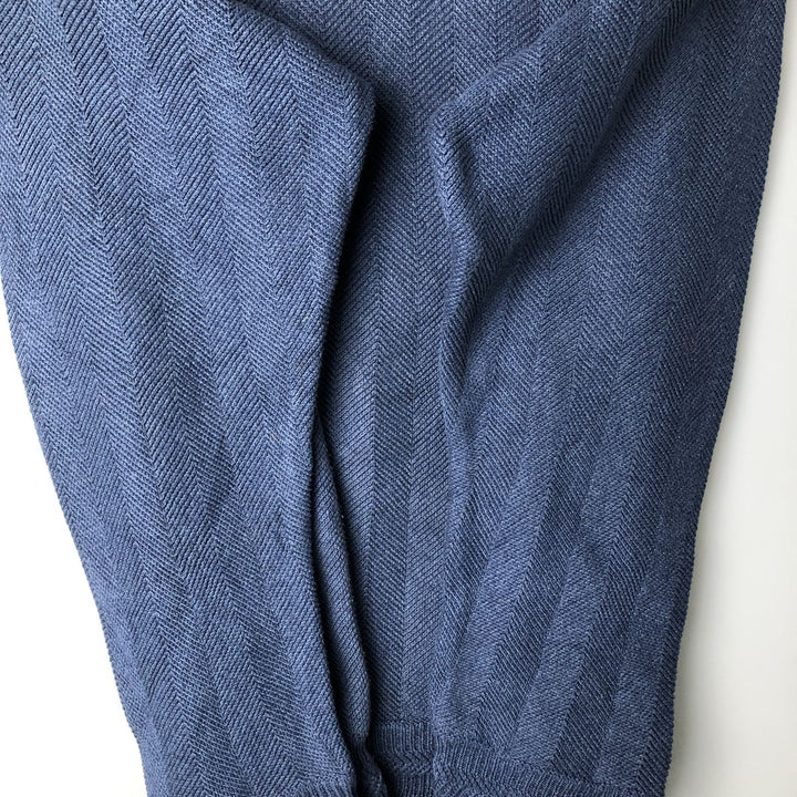 Ralph Lauren CHAPS herringbone cotton knit sweater, men's size M cotton Navy blue Vintage Second Hand
