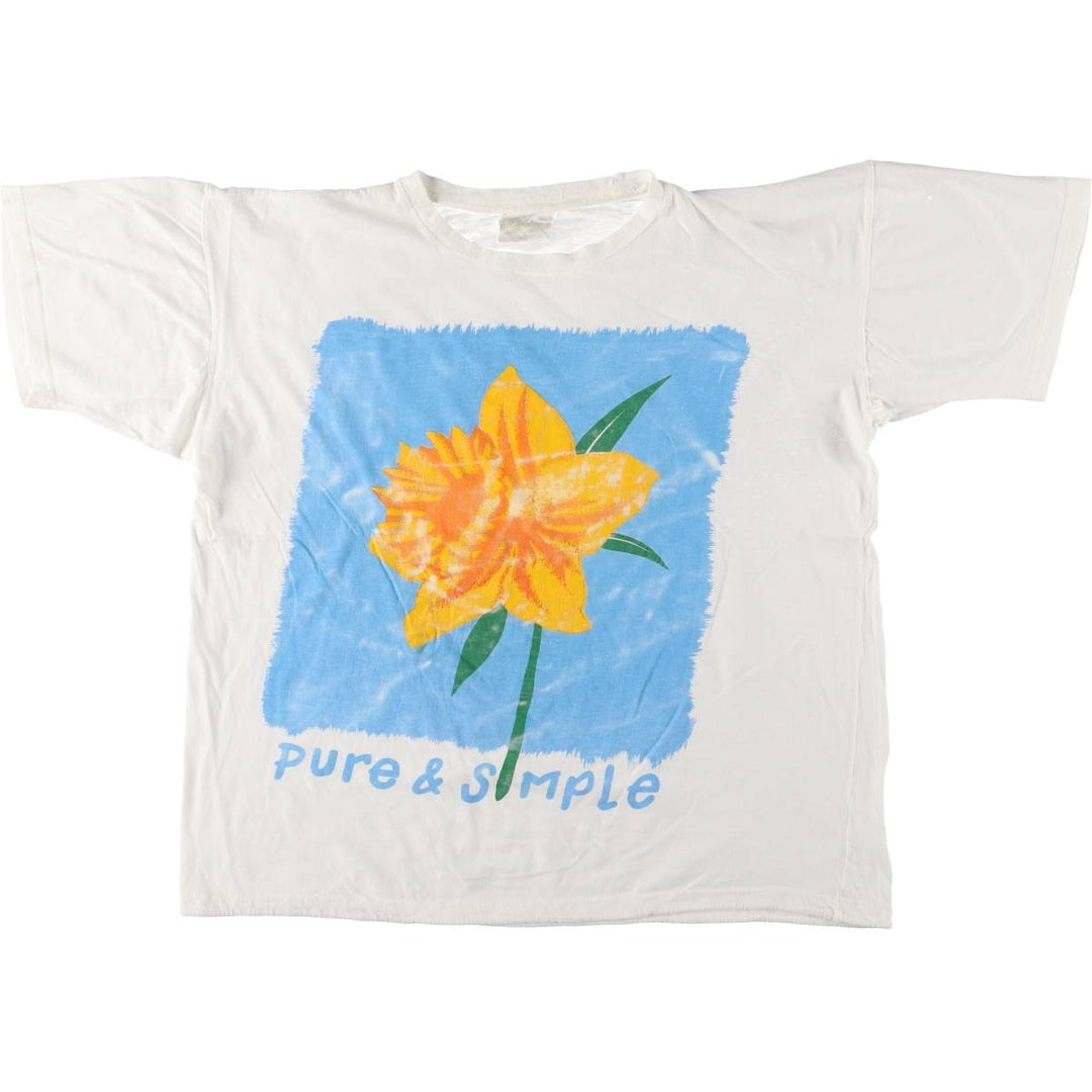 ZOOF Floral Art T-shirt, Men's XL, Vintage unclear white type Vintage Second Hand