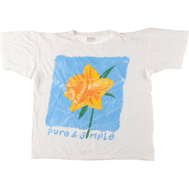 ZOOF Floral Art T-shirt, Men's XL, Vintage unclear white type Vintage Second Hand