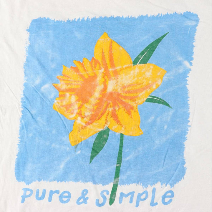 ZOOF Floral Art T-shirt, Men's XL, Vintage unclear white type Vintage Second Hand
