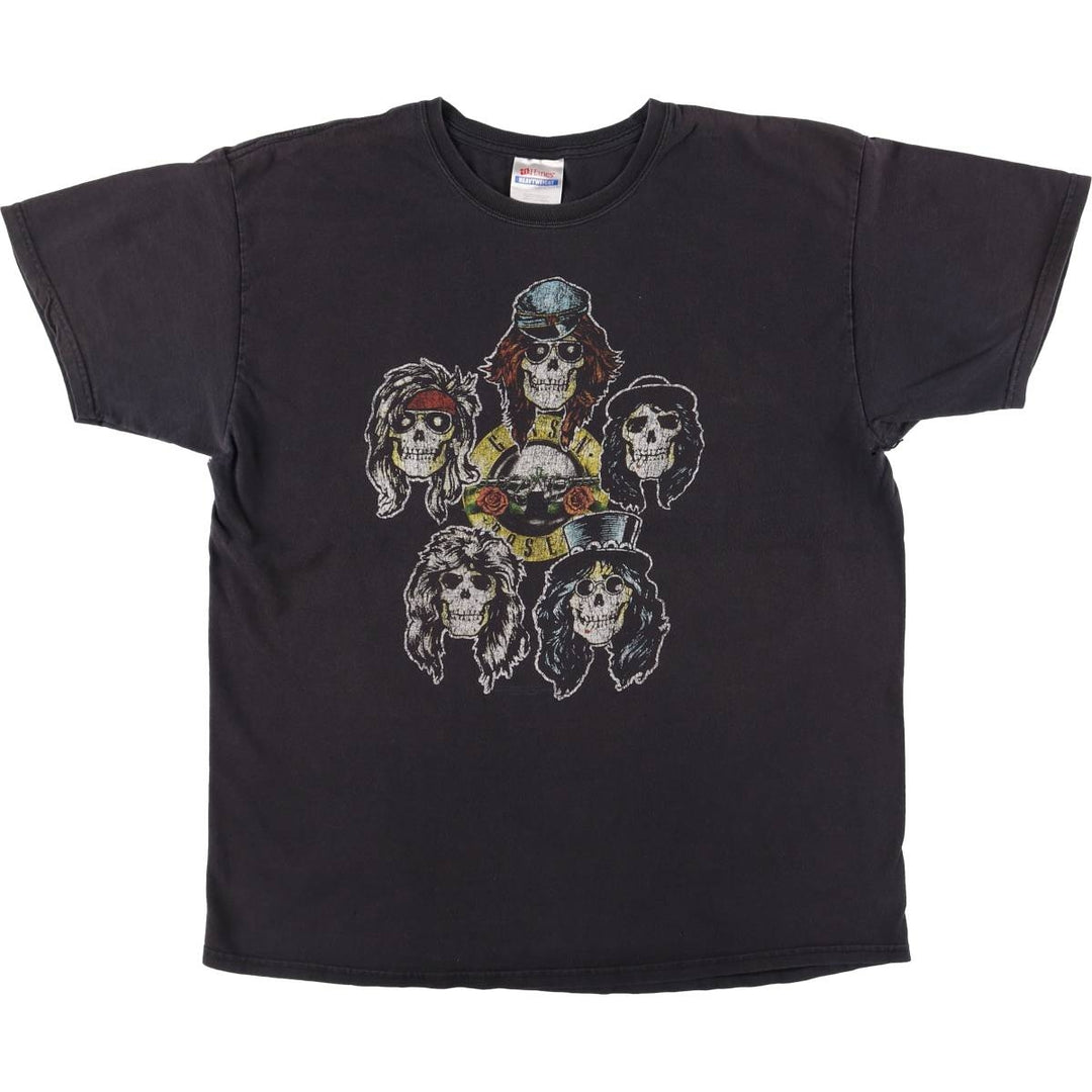 00'S Hanes GUNS N' ROSES Skull Pattern Band T-shirt, Men's L size cotton black type Vintage Second Hand