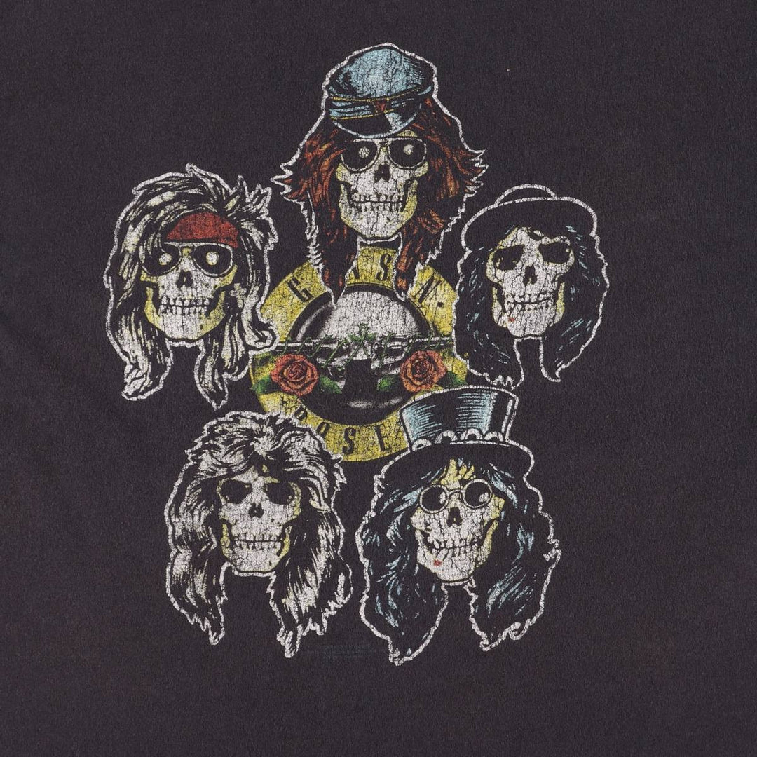 00'S Hanes GUNS N' ROSES Skull Pattern Band T-shirt, Men's L size cotton black type Vintage Second Hand